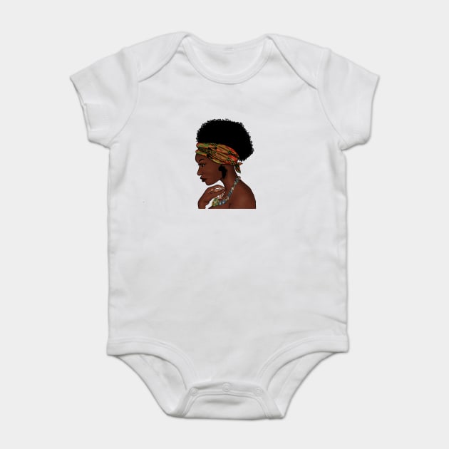 Proud African Woman with West African Pattern Baby Bodysuit by logiamerch